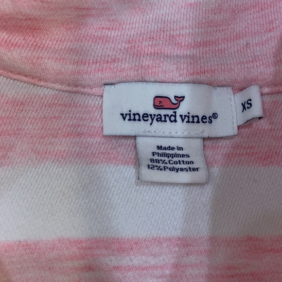 Vineyard Vines pink and white striped quarter-zip pullover - Picture 2 of 3